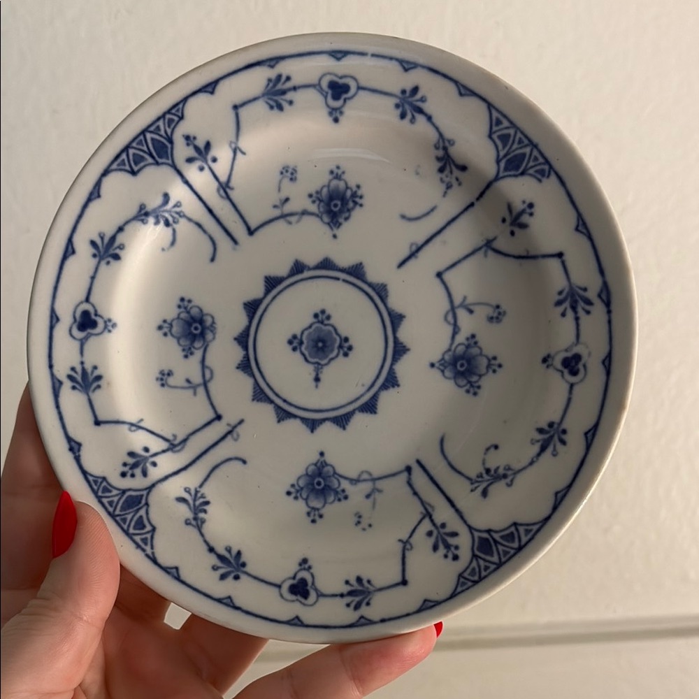 Antique SET OF 2- Royal Copenhagen Viking Blue and White Porcelain small plates